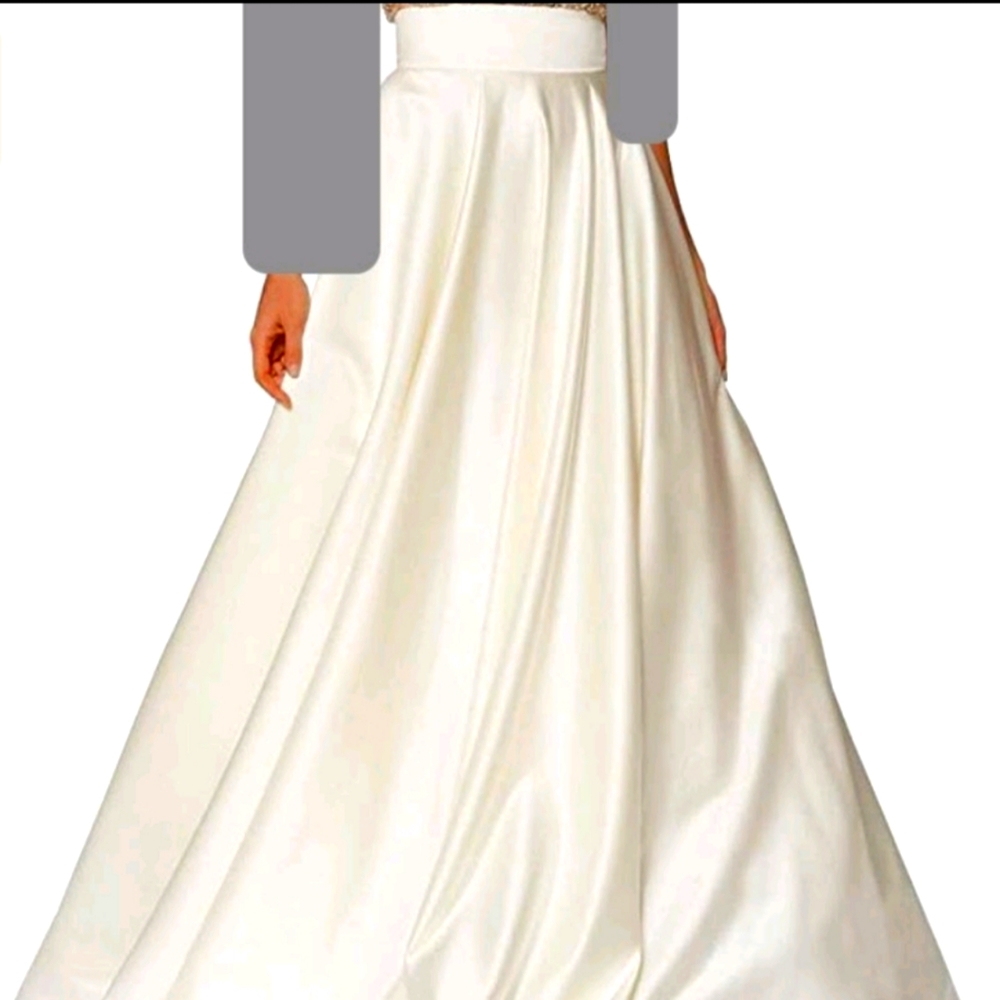 Long Satin Ivory Skirt with Train Size 16
